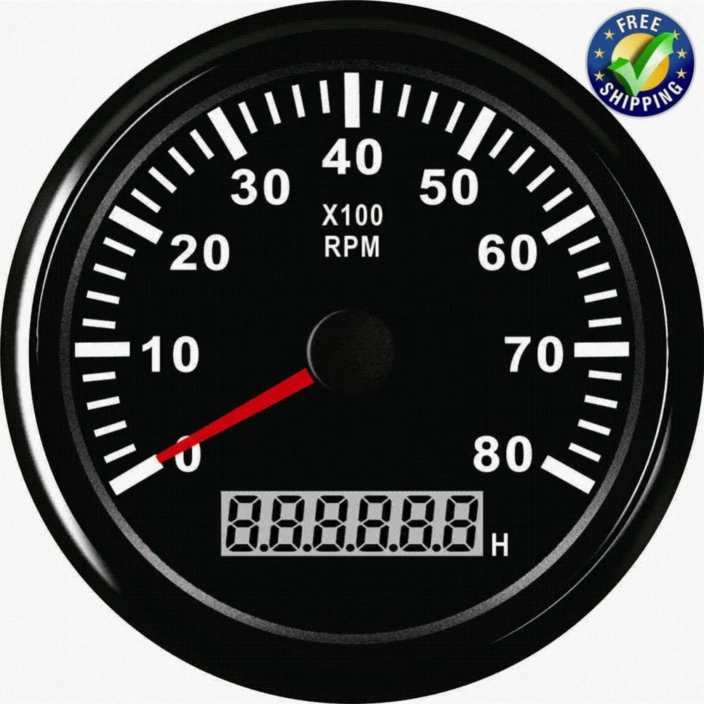 Automotive Instrument Panel Gauge Tachometers 85mm Revolution Meters 0 8000RPM Tach with Hour