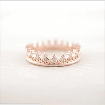 

Trendy Unique Small Crown Ring With a rhinestone ring Women