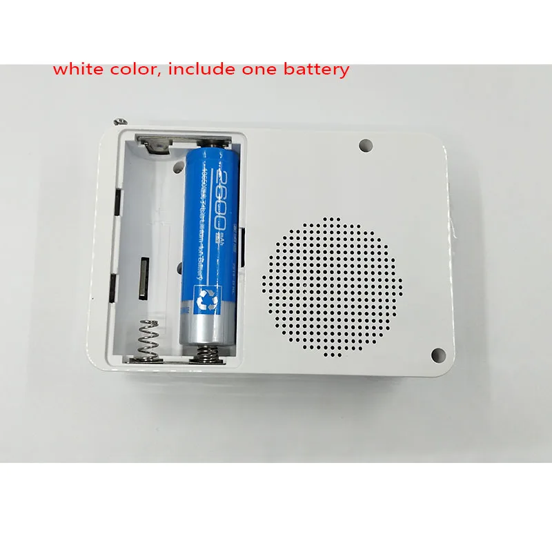 white one battery KK60 с большим светодиодный дисплеем TF \ Micro SD USB динамик MP3-плеер FM радио часы будильник светодиодный фонарик - Цвет: white one battery