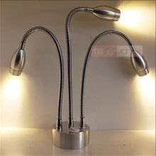 3 светодио дный года гарантии 3*1 Вт подзарядка светодиодная точечная лампа, перезаряжаемая батарея беспроводной дисплей лампа, см три головы 30 см гибкая трубка