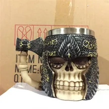 Hot Sale Drinkware Gift Battleax Skull Tankard Viking Coffee Mug Cup Creative Horned Helmet Warrior Creepy Drinking Cup