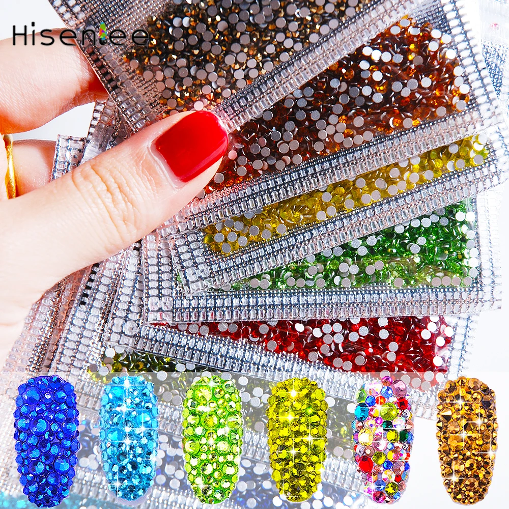 

SS6 Multicolour Clear Glass Nails Art Rhinestones Decorative Crystal, Free gift Point Drill Pen + Miniature Elf Glass Beads