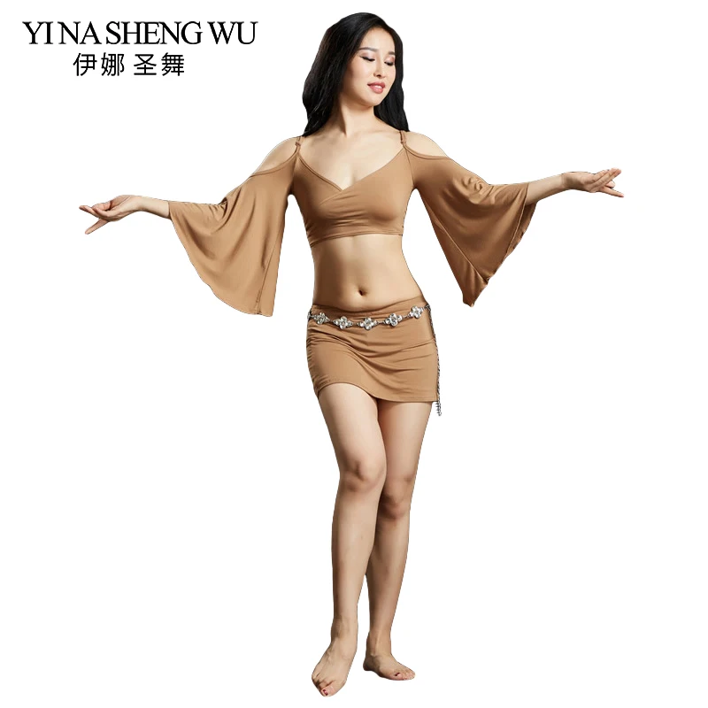

New Women Girls Belly Dance Oriental Dance Practice Costumes Belly Dance Training Performance Wear 3pcs Set (Top+Skirt+shorts)