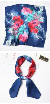 

Yishine 70*70 CM Women Multifunction Polyester Silk Scarf Peony Blooming Printed Satin Small Square Wraps Scarves Shawl
