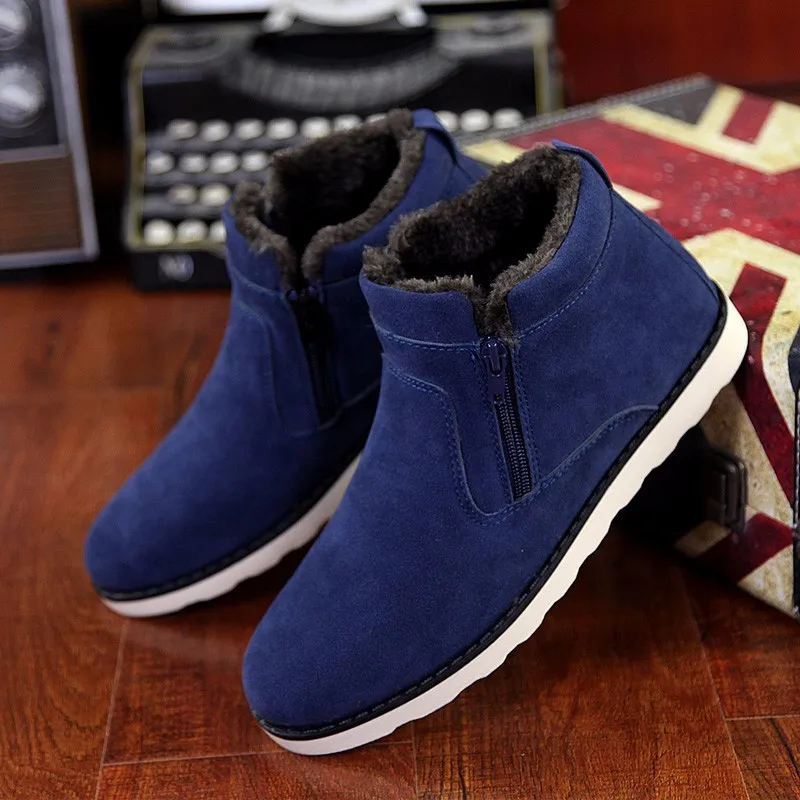 

Plus size 41-47 Ankle boots zipper work safety female boots suede solid short plush winter boots rubber flats ladies shoes