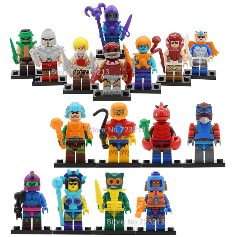 

8pcs HE-Man MASTERS Figure Set Ram Man PAKER Ske Letor Sorceress Zodak Rattlor TRI-KLOPS Building Block Models Toys
