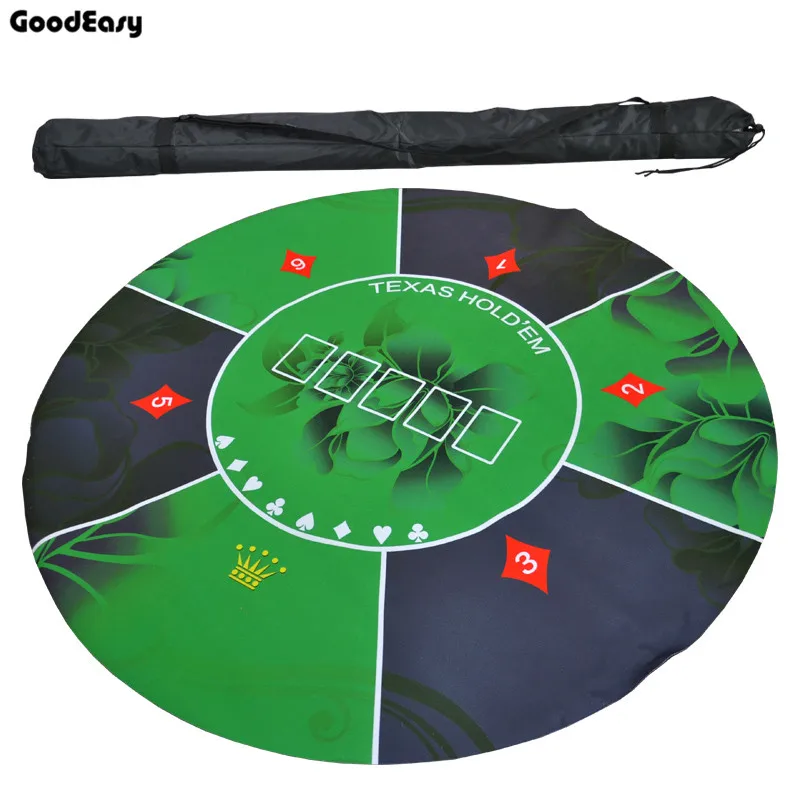 

1.2m Green Poker Table Cloths Texas Hold'em Rubber Round Table Mat with Flower Pattern Casino Tablecloth Board Game Gambling