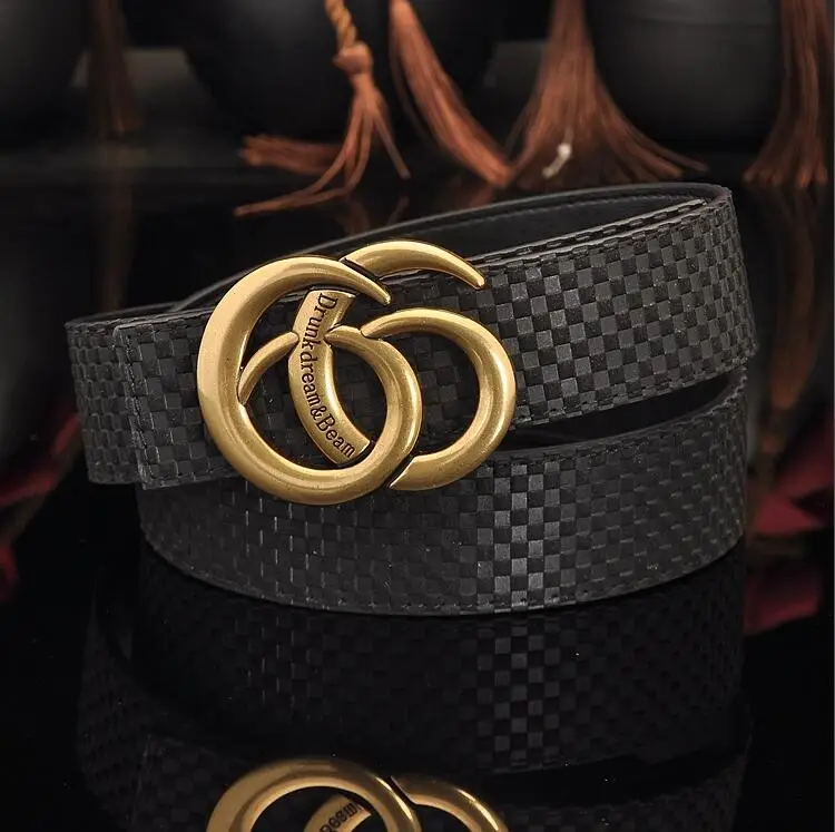 

2019 New Fashion Hot sales Little mig belt cowhide Bronze buckle Style Real man business belt women leisure belt Free shipping