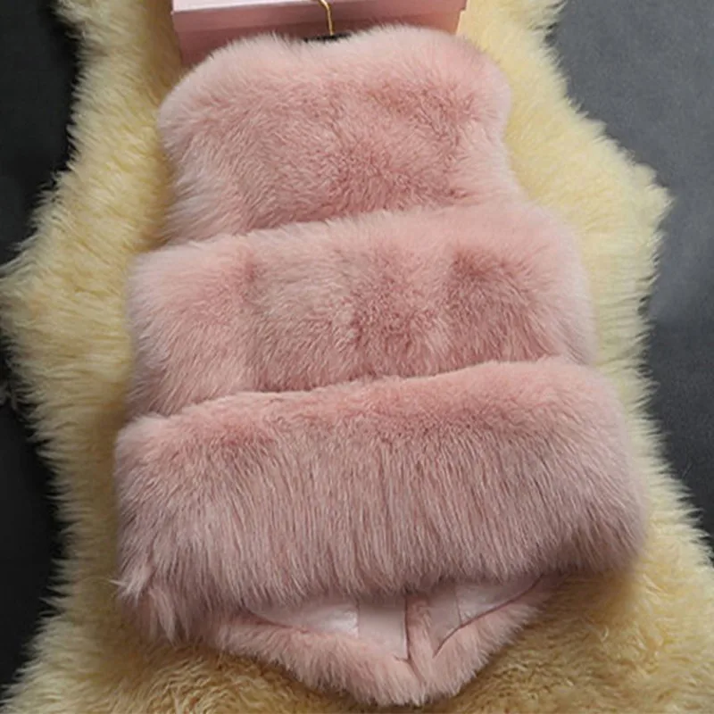 BINYUXD зимняя Для женщин меховые пальто толстое теплое приталенное пальто роскошный мех лисы меховая жилетка, куртка высокое качество модная женская куртка с мехом, верхняя одежда Colete Feminino