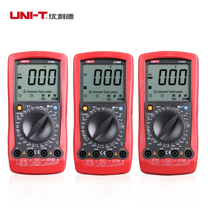 

Free Shipping UNI-T UT58B LCD Digital Multimeter AC DC Voltage Current Temp Ohm