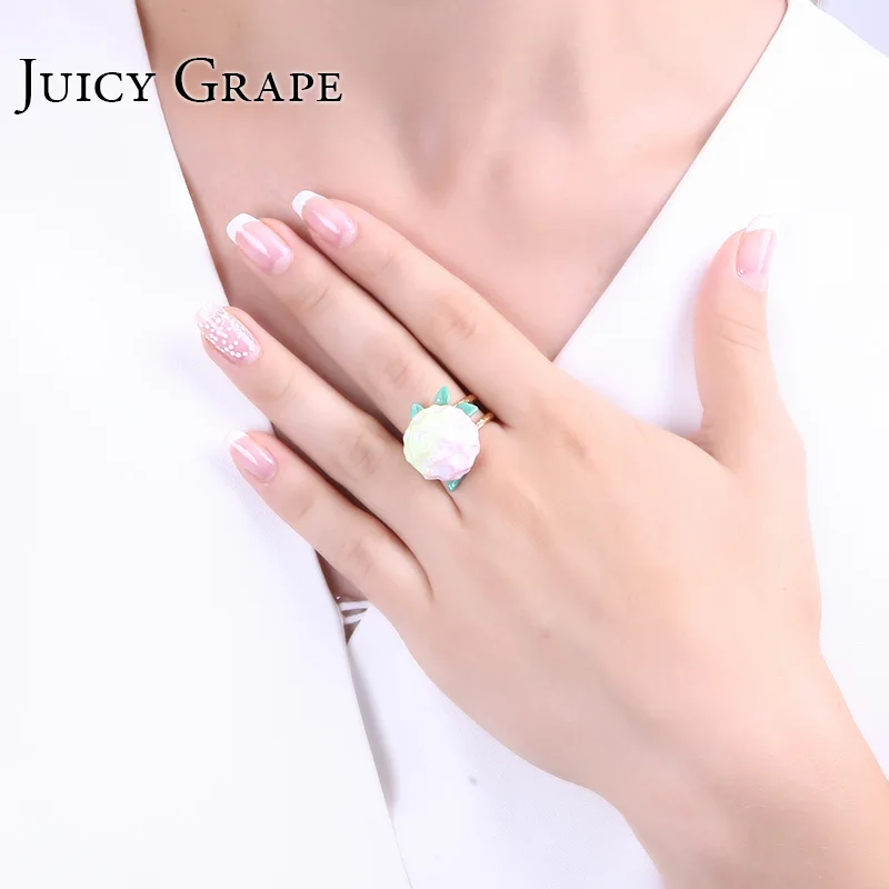 

Exaggerated Big flower Bloom Ring For The Woman In The Spring Of The New Sweet Girl The Adjustable Luxury Party Jewelry