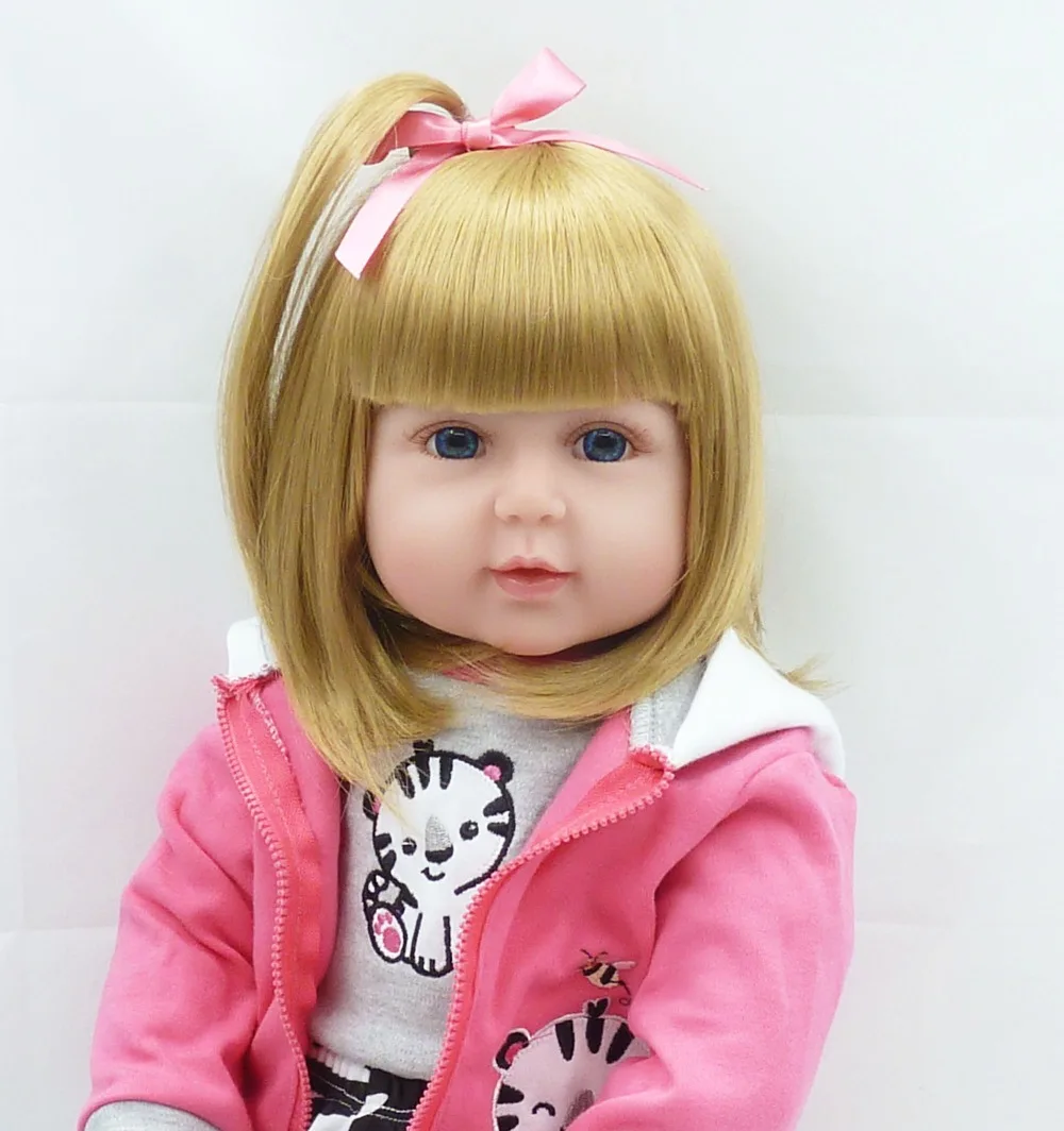 Bebe reborn girl doll 22"blond hair wig soft silicone vinyl baby reborn
