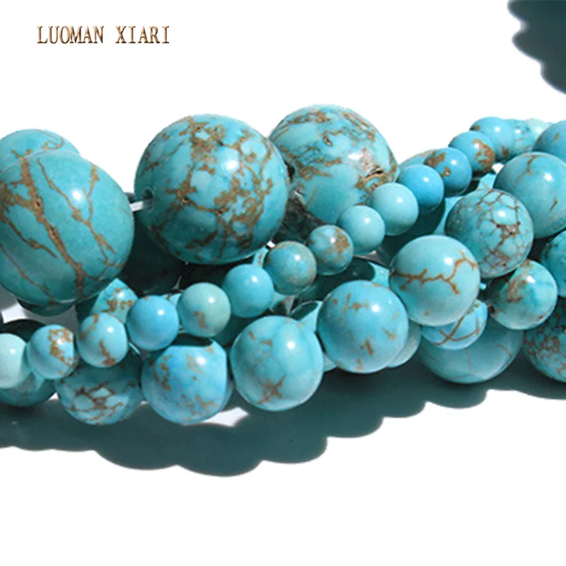Wholesale Natural Blue Turquoises Stone Beads Round Loose Beads