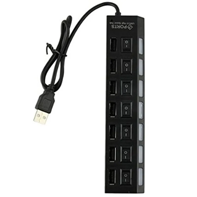 7 портов USB 3,0 полная скорость 480 Мбит/с USB концентраторы мульти зарядное устройство концентратор адаптер с переключателем ВКЛ/ВЫКЛ для портативных ПК компьютер периферийные устройства