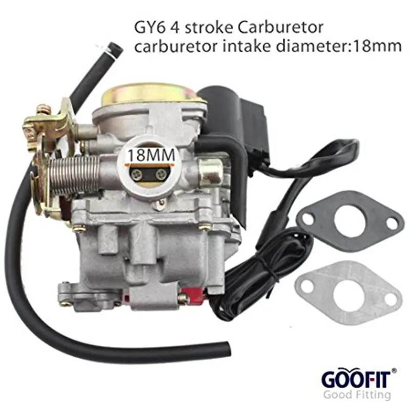 GOOFIT PD18 18 мм карбюратор для GY6 49cc 50cc 60cc 80cc 4 тактный скутер мопед ATV Group 91|carburetor gy6|18mm