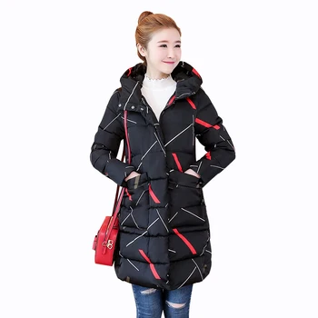 

Rlyaeiz Winter Jackets Women 2018 Fashion New Winter Down Jacket Women Printed Parka Outerwear Mid-long Thicken Warm Female Coat
