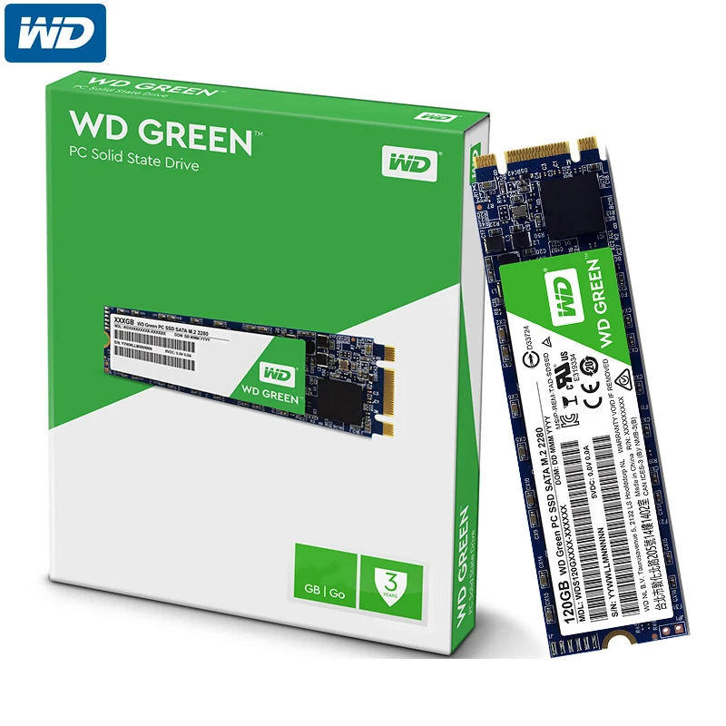 Western Digital WD зеленый ПК SSD 120 ГБ M.2 2280 Внутренний твердотельный жесткий диск WDS120G1G0B 540