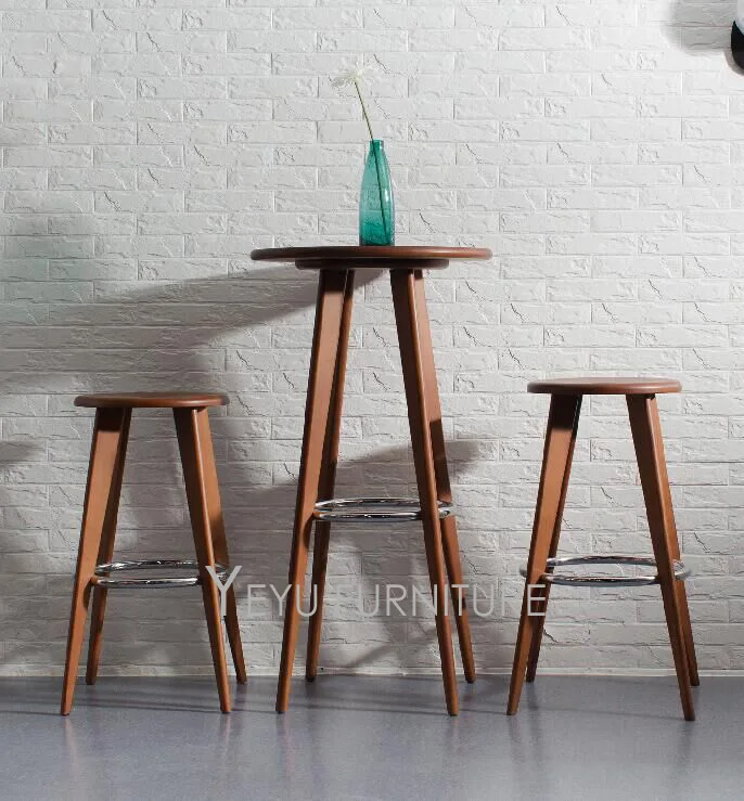 Современный дизайн твердый деревянный барный стул счетчик высокий табурет, мебель набор минималистичный современный гостиная высокий барный набор стул-табурет только