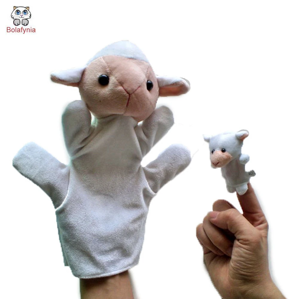 Sheep hand+finger puppet set Children baby plush Stuffed Toy white