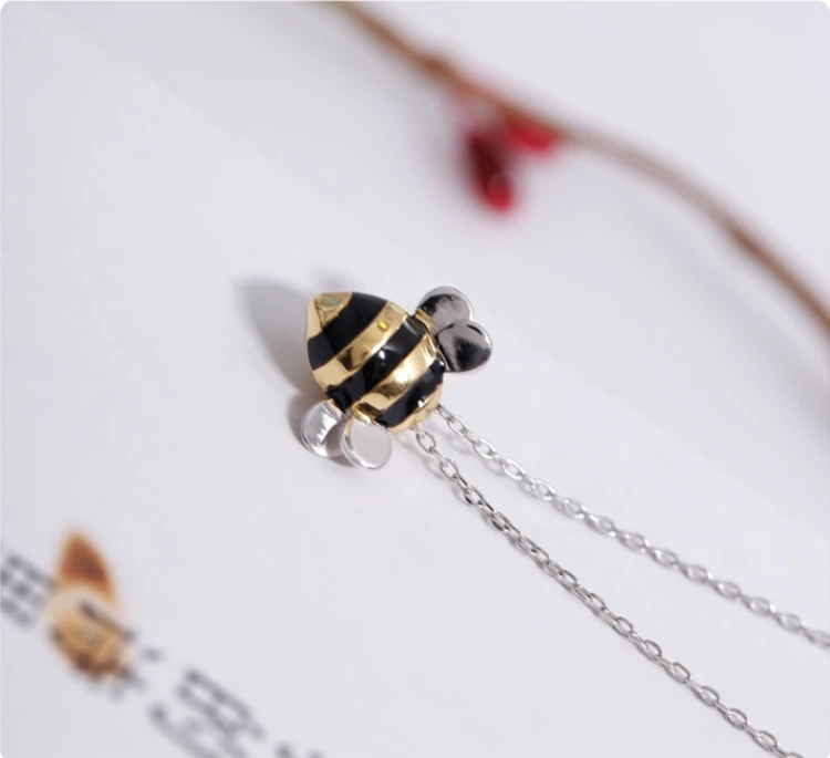 Корейские милые пчелы ключицы цепи 925 пробы серебряные темперамент личности Модные женские ювелирные изделия ожерелье SNE006