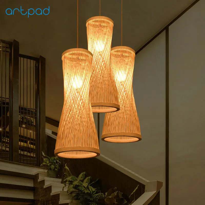 

Artpad Japanese Design DIY Handknitted Bamboo Pendant Light E27 LED Dining Room Living Room Ceiling Hanging Lights Lamp Fixtures