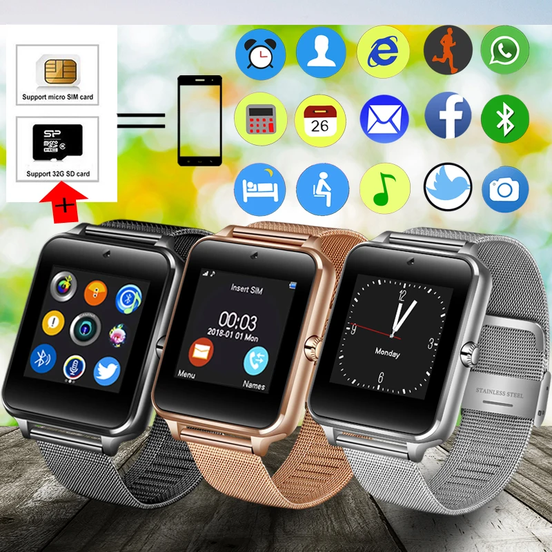 LIGE новые мужские умные часы с камерой, ремешок из нержавеющей стали, умные часы, спортивные часы, шагомер, часы на Android, relogio inteligente