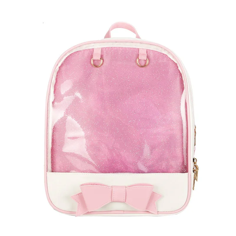 

Kawaii Transparent Heart Window Lolita Student School Bag Backpack Candy Color Lovely Ita Bag Sweet Cute Girls Gift