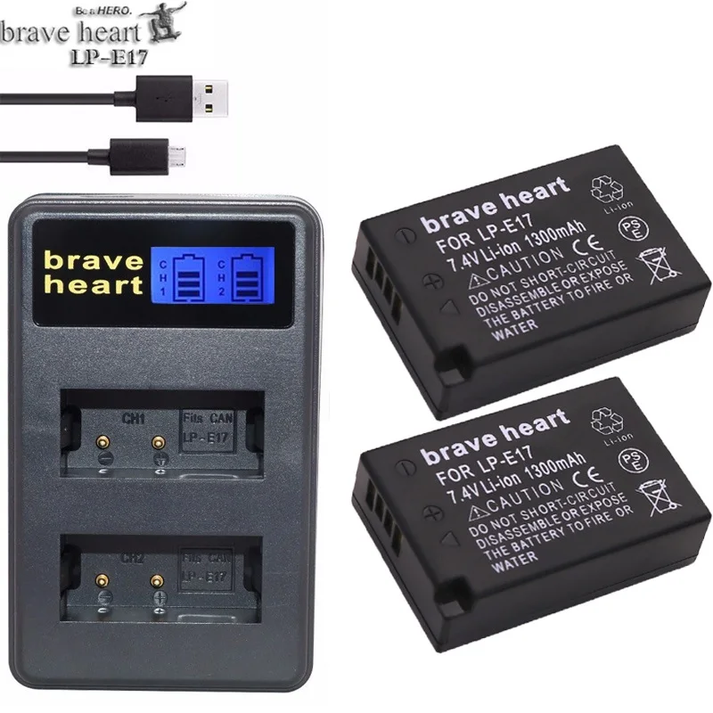 2x bateria LP-E17 Батарея пакет LP E17 lpe17 батареи для Canon LP-E17 EOS Rebel T6i 750D T6s 760D M3 T6s 8000D Kis аксессуары - Цвет: charger and 2battery