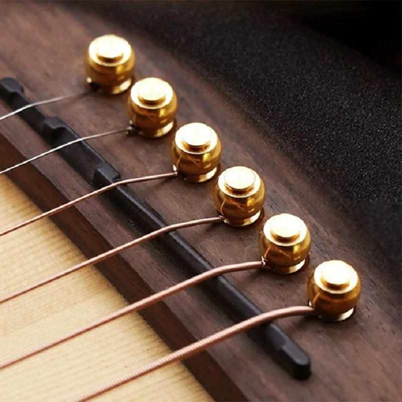 

6pcs/set Acoustic Guitar String Bridge Pins Solid Copper Brass Endpin Replacement Parts Accessories with Pack
