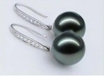 

Hot Sale Free Shipping >>>> Beautiful one pair AAA 10mm tahiti SHELL black pearl earrings