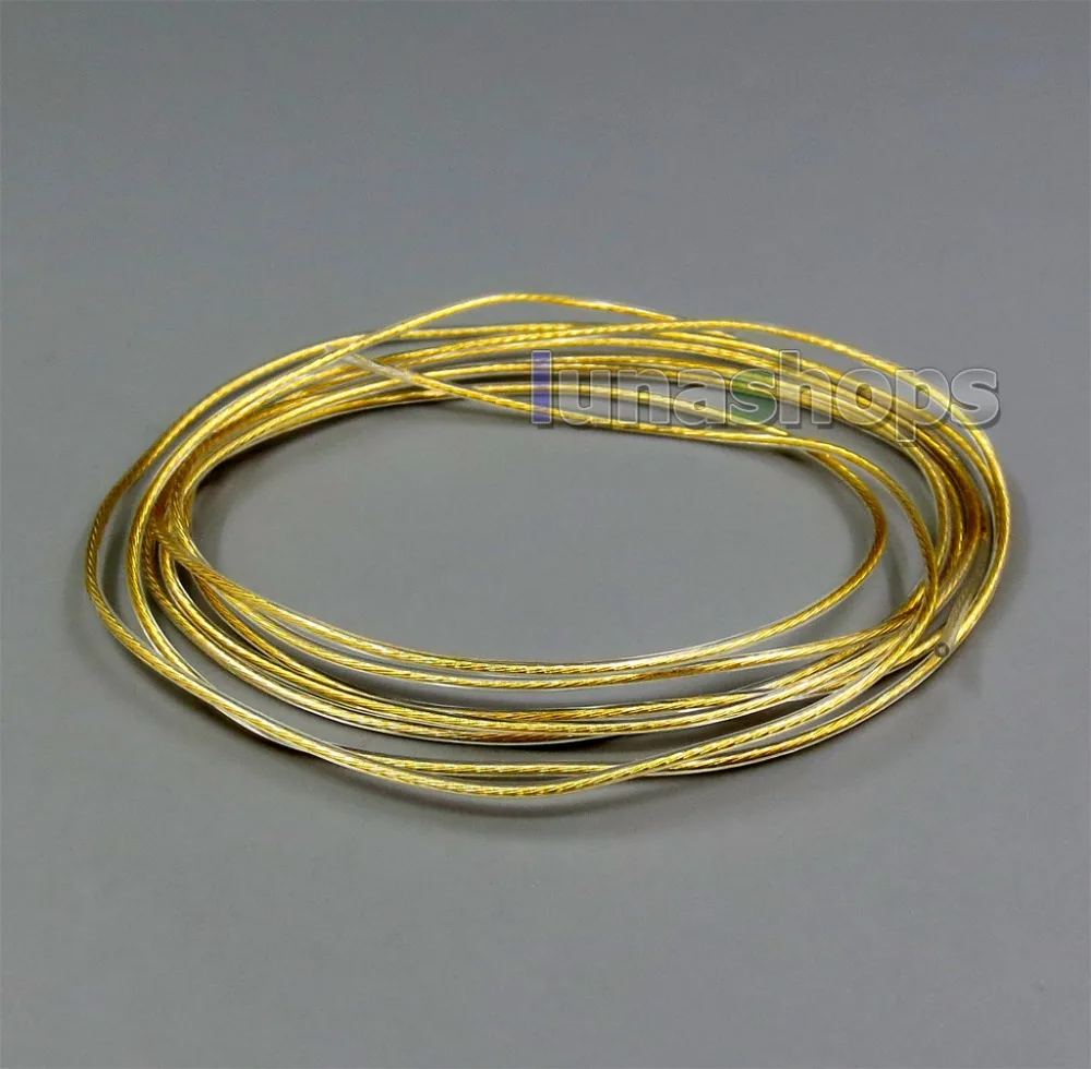 

LN006222 10m 7*0.14mm 99.99% Pure Silver + Gold Plated Earphone DIY Custom Cable (Not Telf) Diameter OD:1.2mm