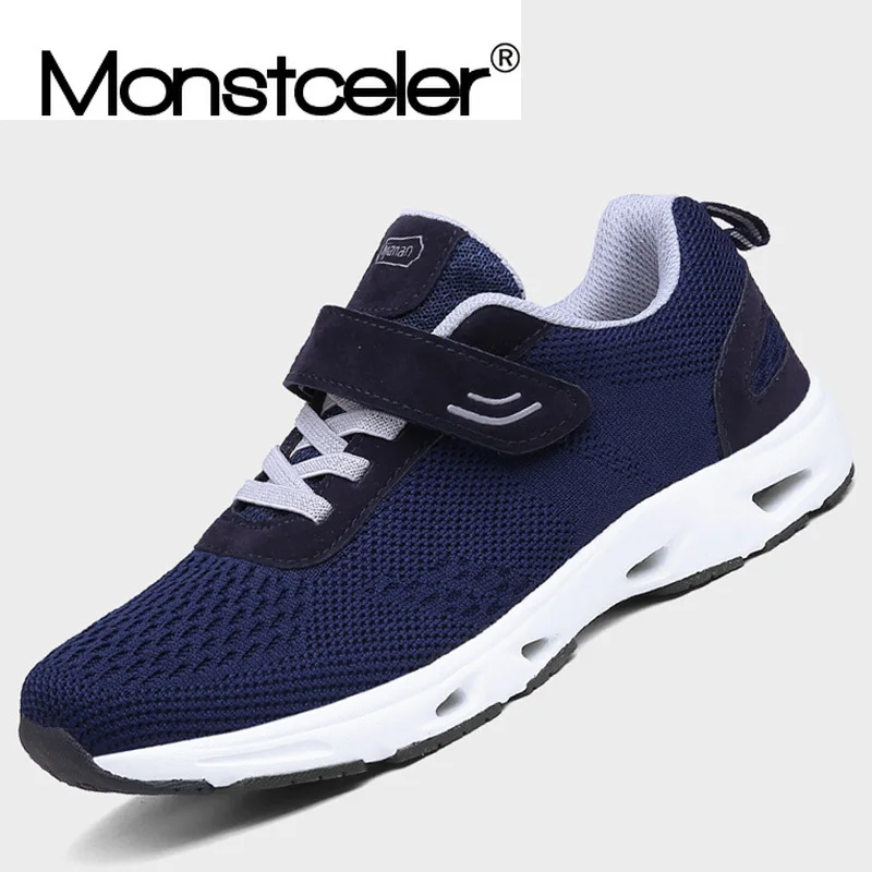 

Summer Men Non-skid Light Sneakers Shoes Breathable Mesh Men Wear-resistant Designer Shoe Men Buckle Casual Shoes Navy Gray