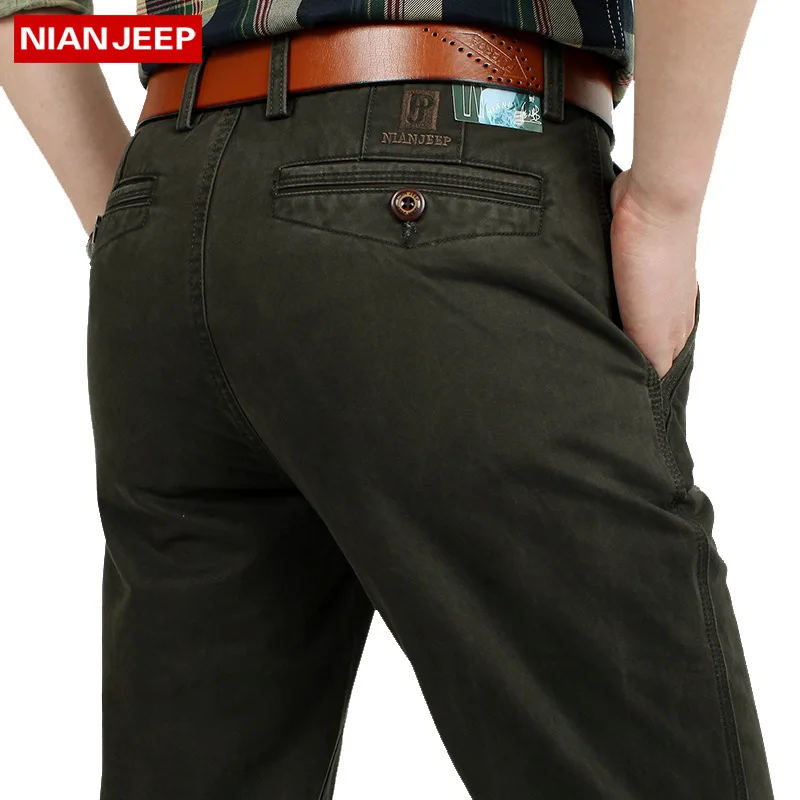 NIAN JEEP Brand Clothing Plus Size 30 44 Men's Straight Pants Full Length Quality Men Trousers