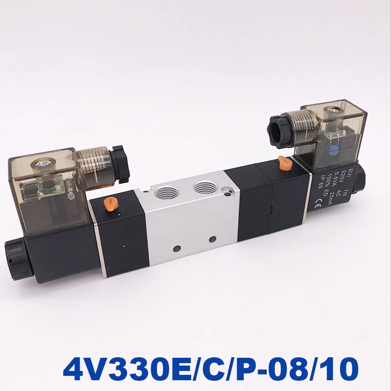 Пневматический воздушный Соленоидный клапан 4V330E/C/P 08/10 двойной порт катушки 1/4