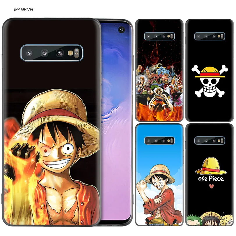 

One Piece Luffy Black Silicone Case for Samsung Galaxy M20 S10e S10 S9 M10 S8 Plus 5G S7 S6 Edge Cover Coque