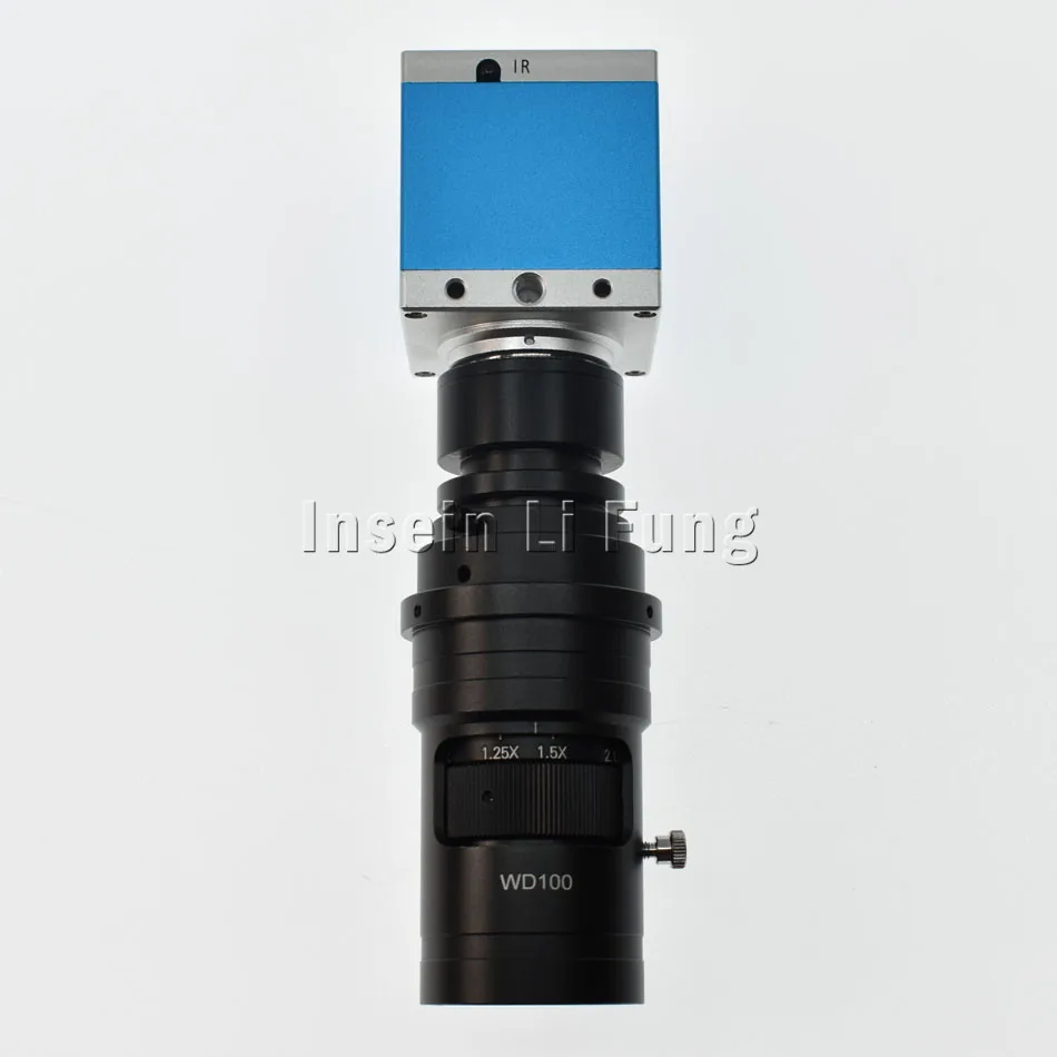 without LED Light 16MP HDMI USB промышленность видео микроскоп Камера+ 10X-200X Регулируемый увеличением c-креплением рабочее расстояние 100 мм-150 мм - Цвет: without LED Light