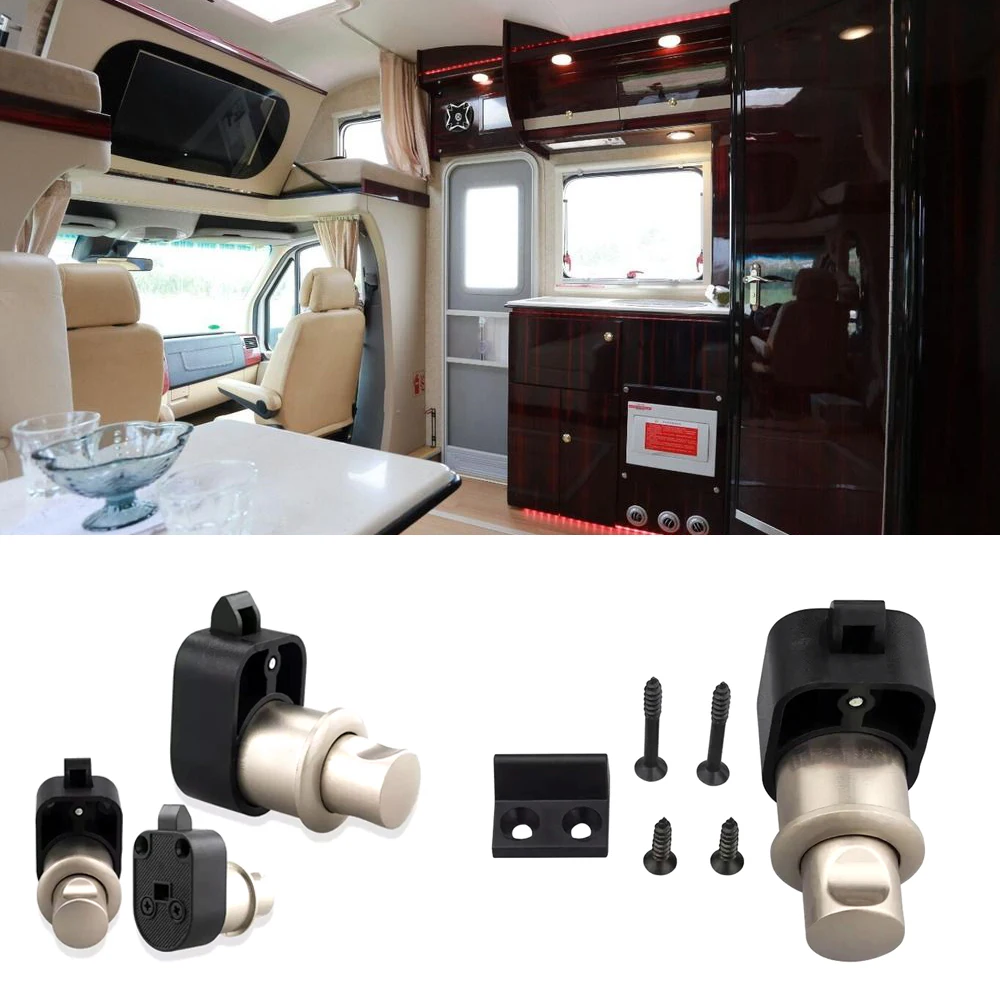 

JEAZEA Silver Pearl Push Button Catch Lock Camper Car RV Boat Push Button Catch Lock Caravan Home Cabinet Drawer Safety Latch