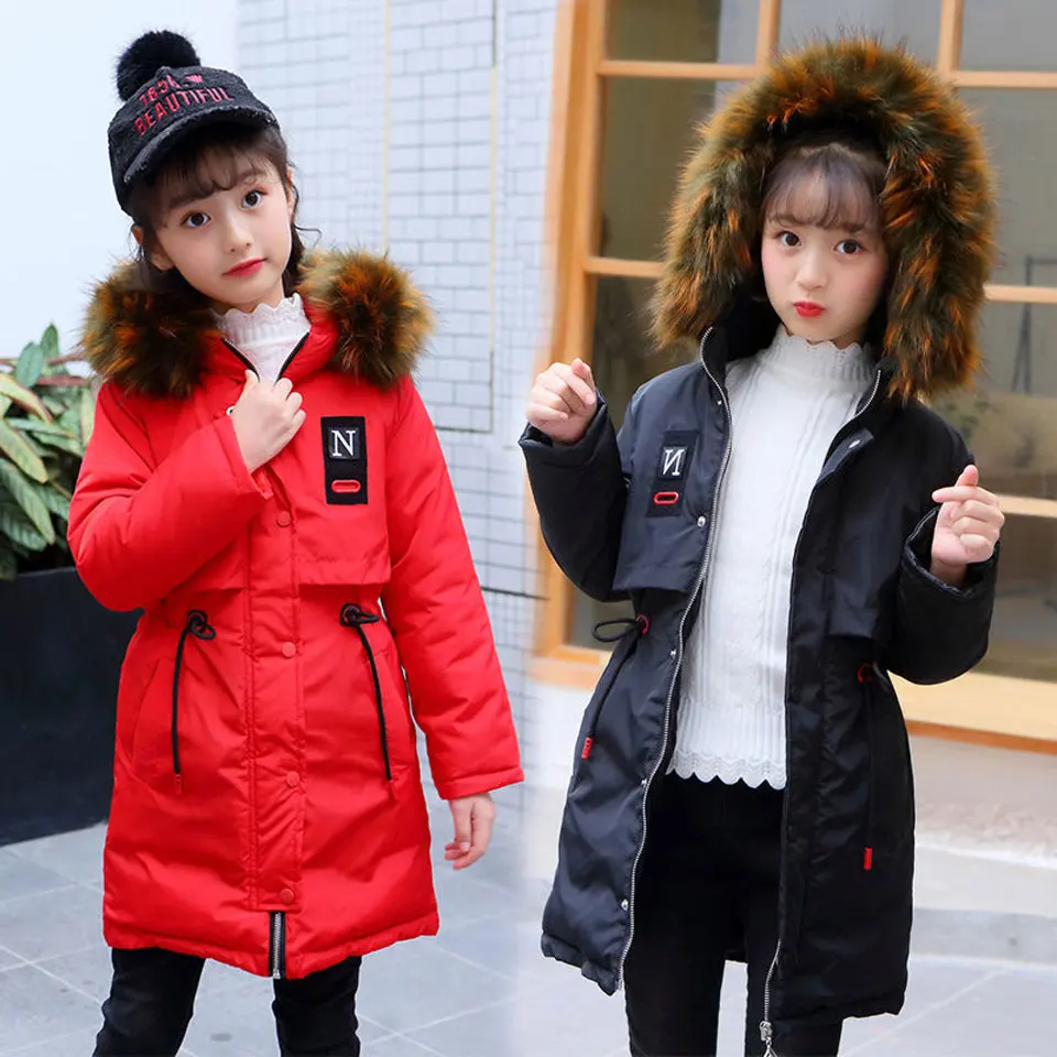 

6 8 9 1 0 12 14 years Children Outerwear Girls Winter Coat Made of Duck Down Hooded Long Jackets Teenage Girls Winter Clothing