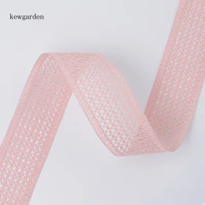 Kewgarden Wholesale 28mm Hollow Satin Ribbons Handmade Tape DIY Hair Bowknot Ribbon Packing Riband Webbing 20 Yards / lot - Цвет: Розовый