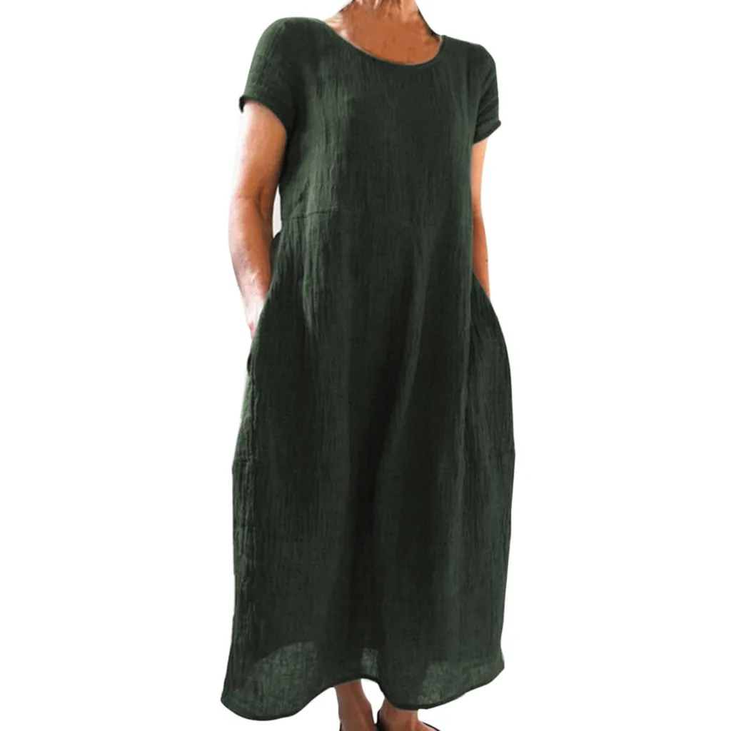 

Maxi Dress For Women 2019 Summer Casual O Neck Short Sleeve Solid Colors Black Loose Long Sundress Plus Size Dresses Femme Mujer