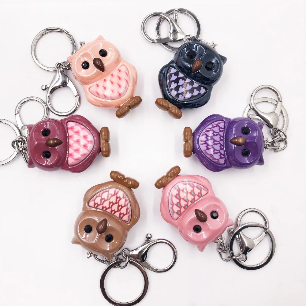 

Cute Colorful Owl Shape Model Key Chain Key Ring For Women Bag Accessory Charm Trendy Acrylic Jewelry Keychain for girls gift