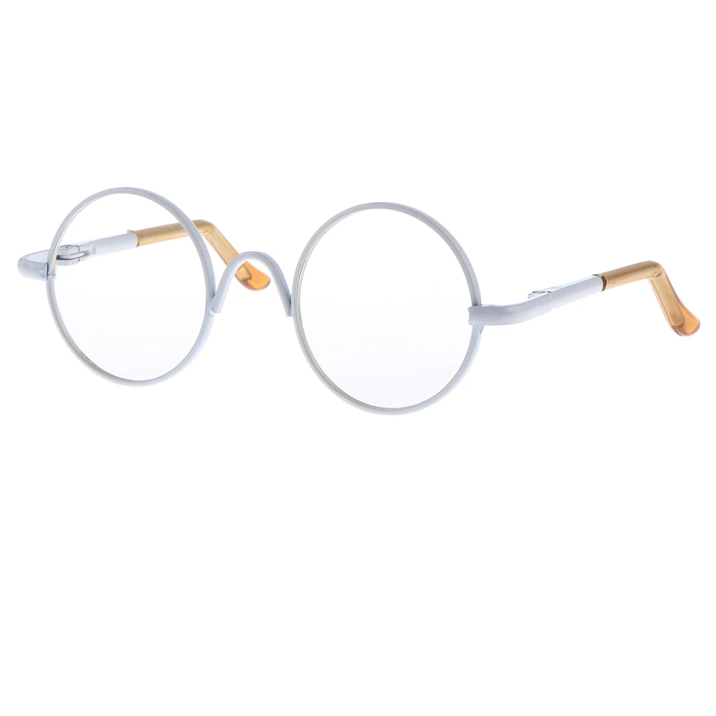 12'' Dolls 1/6 Pair Round Frame Clear Lens Glasses Eye wear For Blythe Doll Round Frame Eye Glasses Accessories Fashion