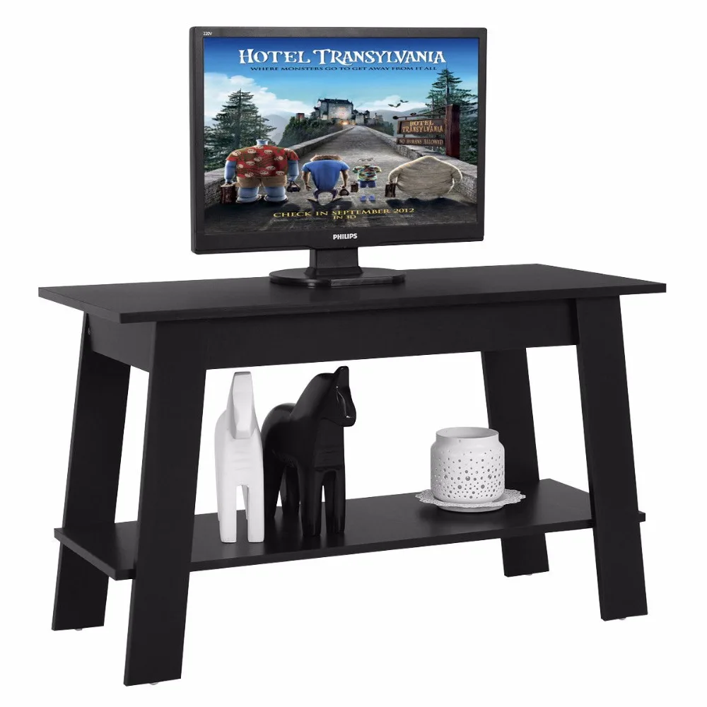 

Giantex 2 Tier Elevated TV Stand Coffee Table Multipurpose Storage Console Shelves Modern Wood Living Room Furniture HW54814BK