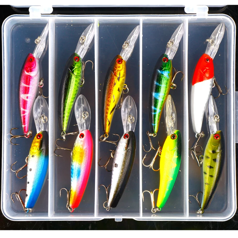 10 шт./кор. новинка 2015 Minnow набор рыболовных приманок блесны искуственные паллет para