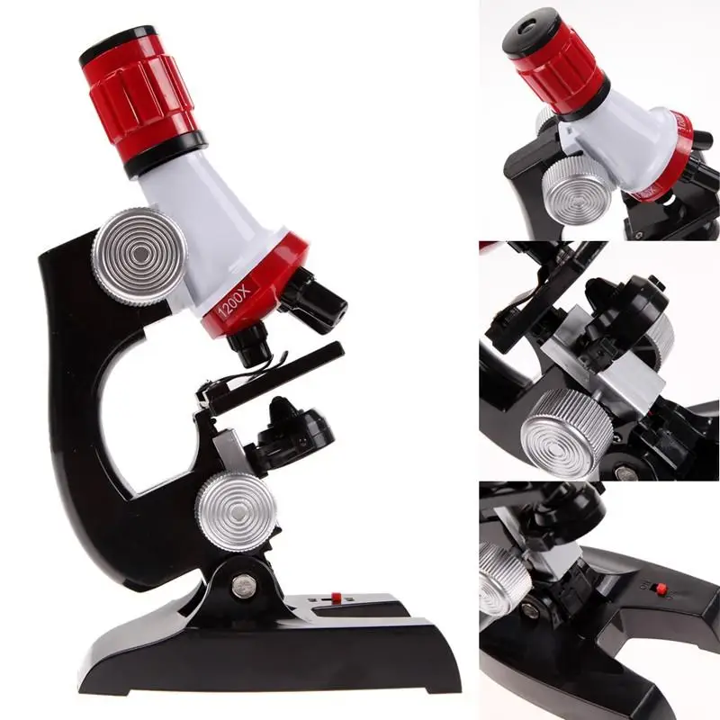 Микроскоп Комплект Лаборатория СИД 100X-1200X Домой Школьные Образовательные Игрушки Подарок Биологический Микроскоп Для Детей Ребенка микроскоп
