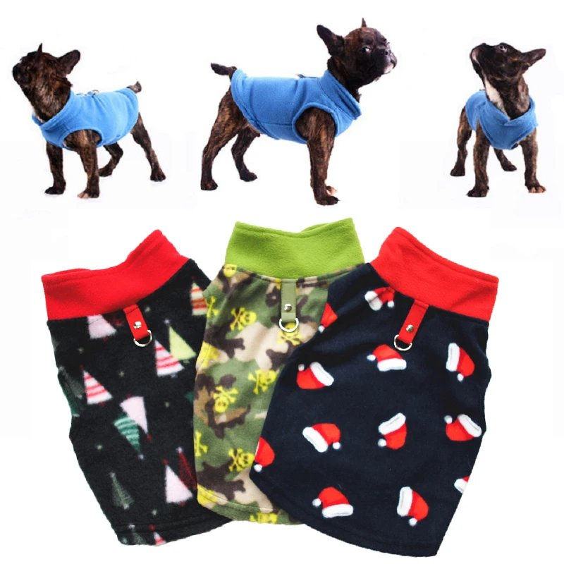 Зимнее пальто для собак Рождественская одежда для щенков куртка для чихуахуа французская одежда для бульдога Теплая Флисовая одежда для собак для маленьких собак 35