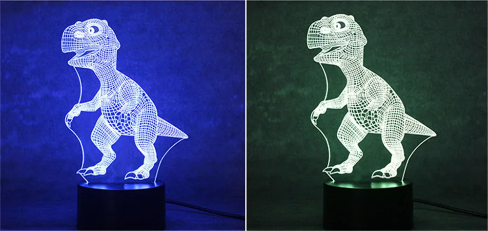 

2019 New Colorful 3D Dinosaur Optical Illusion Home Decor LED Table Lamp Party Hotel Business Building Festival Ornament #X