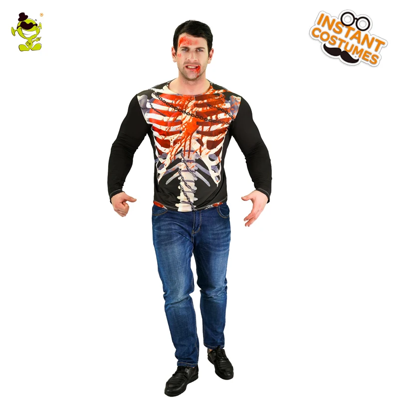 QLQ Пурим вечерние Мужская 3 D цифровая печать футболка Зомби Скелет маскарадный костюм вечерние Хэллоуин партия ролевая игра скелет костюм