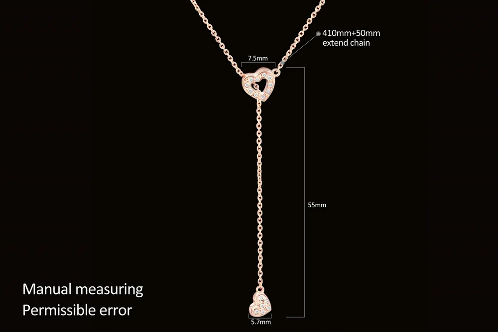 Горячая Распродажа, модные ожерелья и кулоны с кубическим цирконием в форме сердца розового золота, ювелирные изделия оптом для женщин DWN159