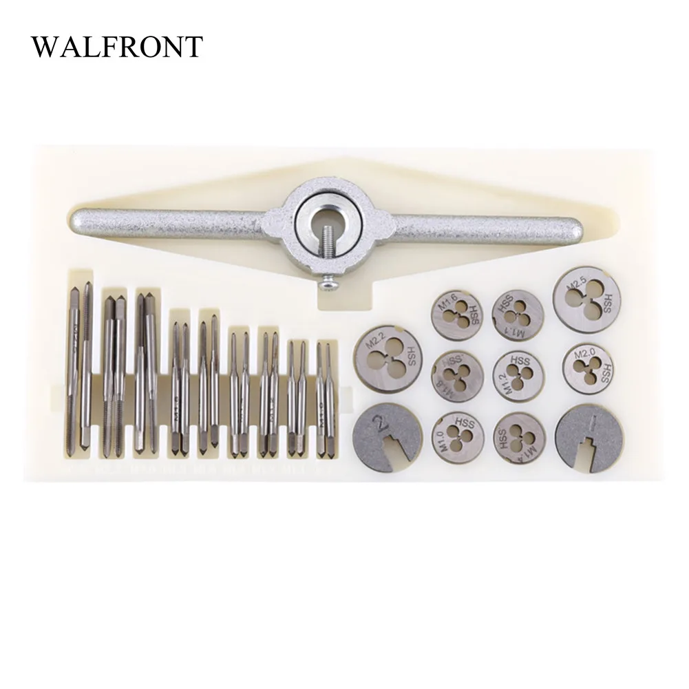 WALFRONT 30pcs/Set Screw Tap Die Kit Threading Wrench Hand Tools Set